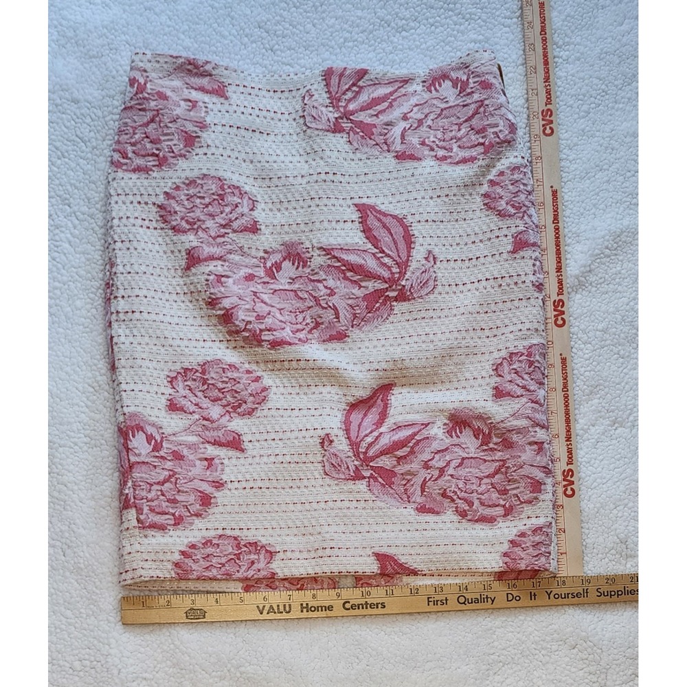 Ann Taylor Women's Pink Floral Pencil Skirt Textured Lined Career Spring 6